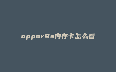 oppor9s内存卡怎么看