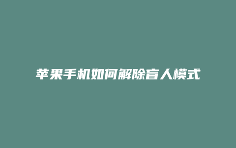 苹果手机如何解除盲人模式